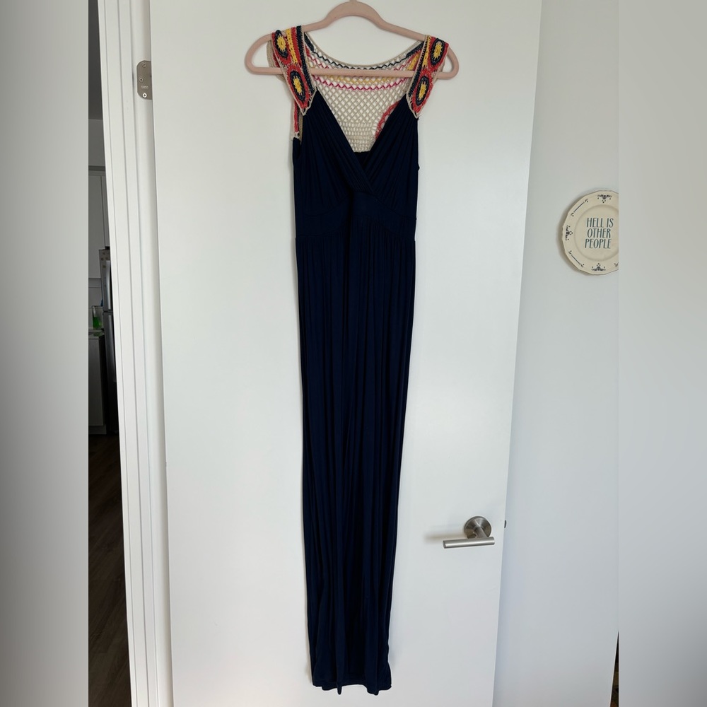 Navy maxi dress with crochet back